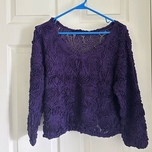 American Apparel Deep Purple Rose Patterned Blouse